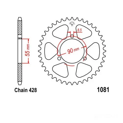 Kettenrad Teilung 428 Zähne 46 Stahl, 7278526K - Bild 1 von 1