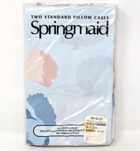 New Vintage Springmaid Windflower 160 Thread Count Two Standard Pillow Cases - Picture 1 of 3