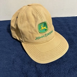 Vtg John Deere Khaki Duck Canvas SnapBack Hat Cap Farm Cary Francis Made In USA - Picture 1 of 5