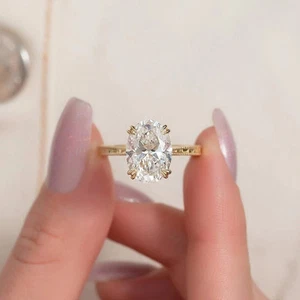 2.20Ct Oval Cut F/VS1 Lab Grown Diamond Engagement Ring in 14K Yellow Gold - Picture 1 of 8