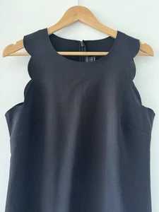 J CREW Women’s Black Stretch Scallop Edge Shift Dress Size 8 Classic Cocktail - Picture 1 of 5