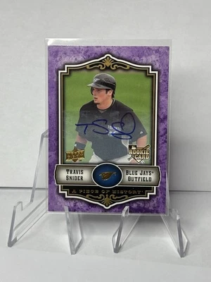 TRAVIS SNIDER 2009 UPPER DECK A PIECE OF HISTORY PURPLE AUTO ROOKIE #/99 - Image 1 of 4