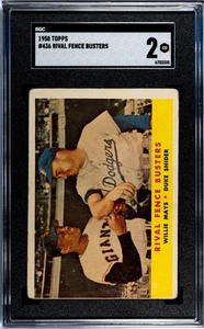 1958 Topps #436 Rival Fence Busters Willie Mays Duke Snider Giants Dodgers SGC 2 - Picture 1 of 2