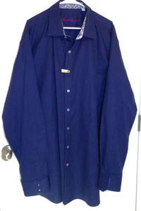 Camicia manica lunga ROBERT GRAHAM blu scuro su blu stampa paisley eccellente - 2XLT - Foto 1 di 2