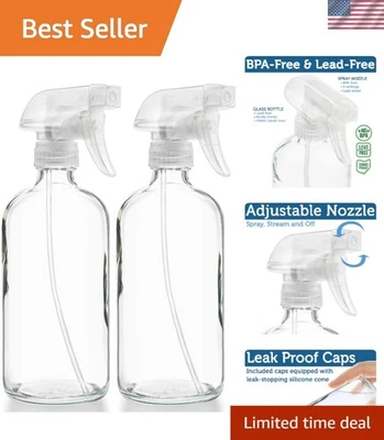 Frascos de spray modernos de vidro transparente de 16 oz para óleos essenciais e limpeza - Pacote com 2 - Imagem 1 de 4