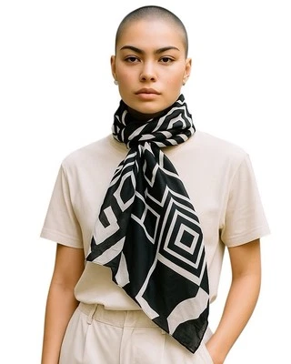 Vintage Anne Klein Silk Scarf Womens Geometric Abstract Retangular Retro 90s - Image 1 of 4