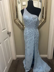 Joli prom light blue beaded dress with slit - Picture 1 of 6