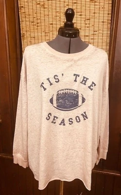 C&C California长袖粉色“Tis The Season”足球衬衫女式1X — 第 1/2 张图片