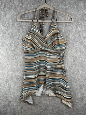 Los Angeles Express Y2K Halter Top Size Small Striped Sleeveless USA Made - Image 1 of 4