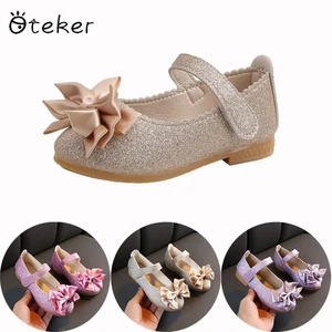 Baby Girls Kids Toddlers Party Wedding Ribbon Bow Sandals Glitter Sequin Shoes - Picture 1 of 9