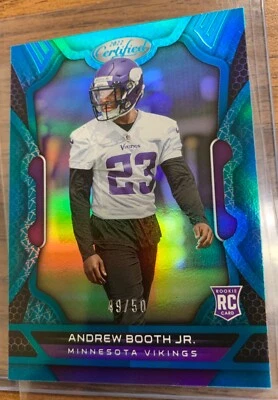 2022 Certified Andrew Booth Jr. Rookie Card-RC-Mirror Teal-Minnesota Vikings-/50 - Image 1 of 2