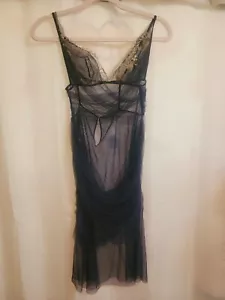 Victoria's Secret Very Sexy Blue And Gold Sheer Mesh Grecian Nightgown - Picture 1 of 7