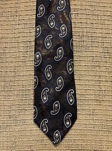 Robert Talbott Vintage Gold Blue Brown Black Paisley Handsewn Silk Necktie USA - Picture 1 of 5