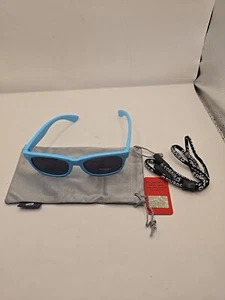 (X2) Rivbos Polarized Rubber Kids Sunglasses With Soft Bag And Strap Light Blue - Picture 1 of 5