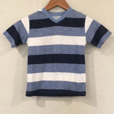 Faded Glory Boys Sz XS 4/5 Striped V-Neck Tee Shirt 100% Cotton - Image 1 of 4