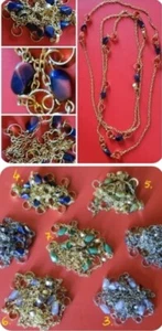 Collana AGATA perline CATENINA color oro PIETRE bigiotteria 158 mm VINTAGE '80 - Foto 1 di 8