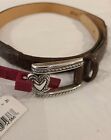 Brighton Women's Brown Leather/Woven Inset Belt-Heart Buckle #C5108-Sz 28 Nwt$46