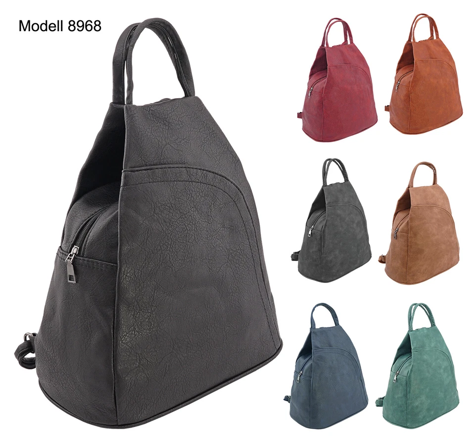+ Damen Tasche Schultertasche Rucksack Shopper Citybag Leder Optik 8968/6115