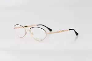 Diva Petite 9060 174, Vintage 90s black & gold small cat eye glasses frames NOS - Picture 1 of 10