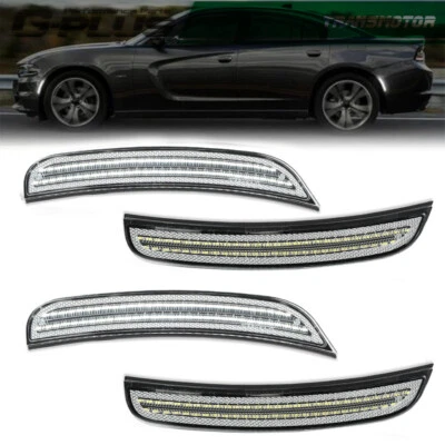 Para Dodge Charger 2015-2023 Blanco Delantero Trasero LED Luz Lateral Lente Ahumada Foto 1 de 4
