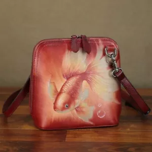 Hand Painted Genuine Leather Small Purse and Shoulder Bag Women Crossbody Bag - Picture 1 of 9