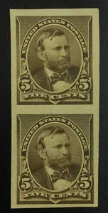 MOMEN: US STAMPS #223P5 PLATE PROOF PAIR IMPERF MINT OG H LOT #73308 - Picture 1 of 2