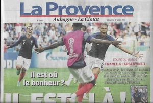 LA PROVENCE n°7687 01/07/2018 Victoire Equipe de France vs Argentine/ S.Veil - Imagen 1 de 2
