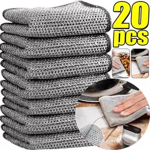 Thickened Steel Wire Cleaning Cloth - 20/5pcs Non-scratch Dishrag - Picture 1 of 28
