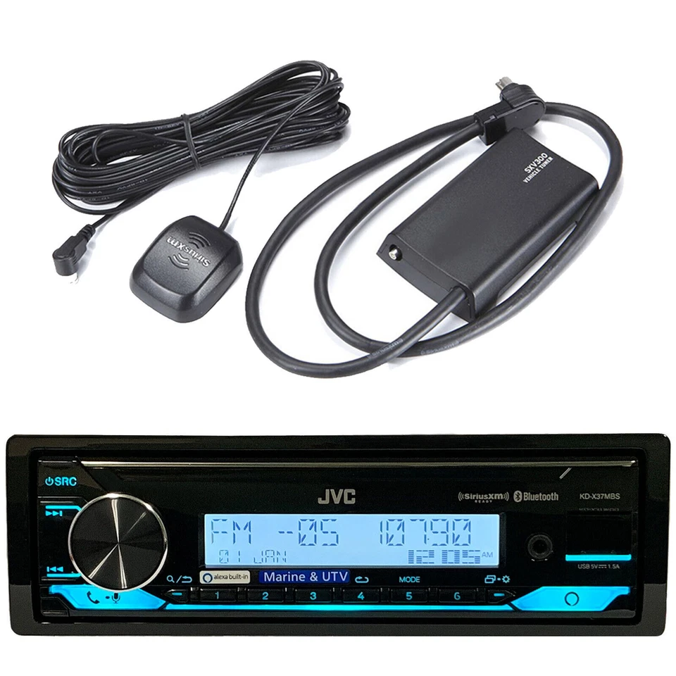 JVC KD-X35MBS Single DIN SiriusXM Bluetooth MP3 USB Marine Stereo Receiver