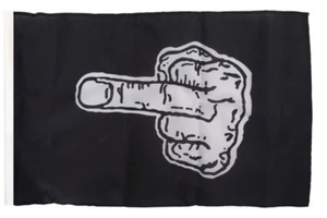 Stinkefinger schwarz Banner Mittelfinger Fahnen Flaggen 30x45cm - Picture 1 of 1