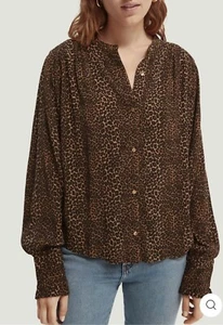 NWT Scotch & Soda Leopard V-neck Button-down Blouse - Picture 1 of 15