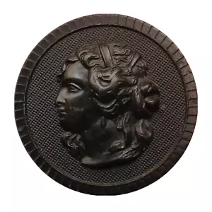 Button Antique - Horn Moulded - Cameo - 34 MM Horn Button - Picture 1 of 5