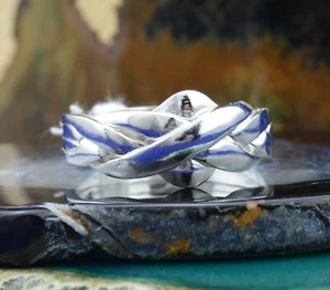 925 Sterling Silver Puzzle Ring - Sizes 6-12 - 4 Interlocking Bands - Picture 1 of 8