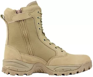 Womens Military Tactical Work Boots with Zippers in Desert Tan - Picture 1 of 6