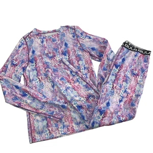 Bula Kids Base Layer Set Rainbow Purple Blue Long Sleeve Top Pull On Pants XL - Picture 1 of 13
