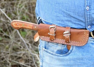 Custom Handmade 7” Fixed Blade Knife Leather Sheath knife Holster EDC Knife Case - Picture 1 of 10