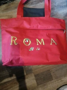 Roma Italia Red Tote Canvas Embroidery - Picture 1 of 6