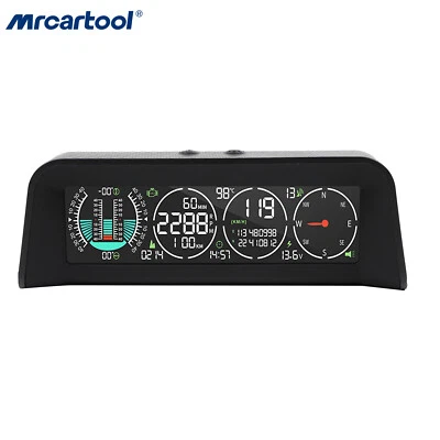 OBD2 GPS Inclinometer Tilt Altimeter Angle Slope Level Meter Engine RPM Compass - Image 1 of 4