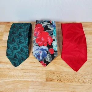 Lot of 3 Neckties Envoy (Floral) McGregor (Red Swirl) Bugatti (Geometric) - Picture 1 of 7