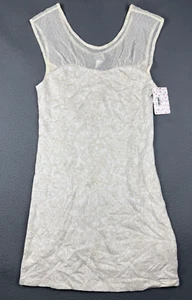NWT Free People Antique Vintage Cream Gold Lace Dot Floral Mini Dress L Large - Picture 1 of 12