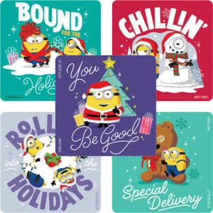 25 Minions Christmas Stickers Party Favors Teacher Supply Despicable Me - Picture 1 of 1