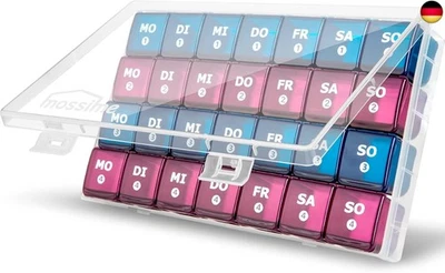 YAKLIM Tablettenbox Monat 28 Tage Pillendose, Medikamentenbox mit 7 Fächer für 4 W