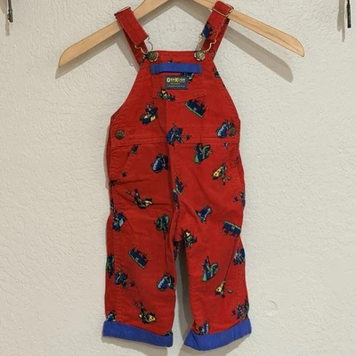 Mono de pana castillo rojo hecho en EE. UU. Oshkosh B'gosh Baby Vestbak raro Foto 1 de 4