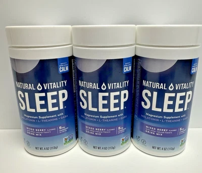 Mezcla de bebidas para dormir Natural Vitality PACK de 3 melatonina magnesio mezcla de bayas caducidad 27/02 Foto 1 de 4