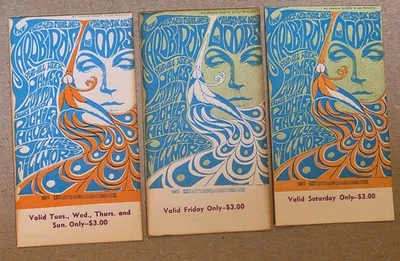 THE DOORS & YARDBIRDS - ORIGINAL SET OF 1967 FILLMORE UNUSED CONCERT TICKETS - Image 1 of 4