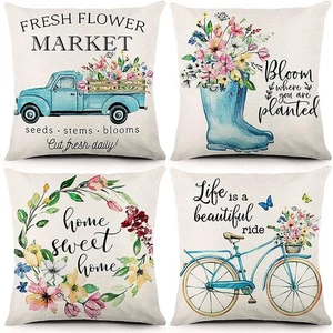 Spring Pillow Covers 18X18Inch Throw Pillow Case Set of 4, Farmhouse2952 - Bild 1 von 7