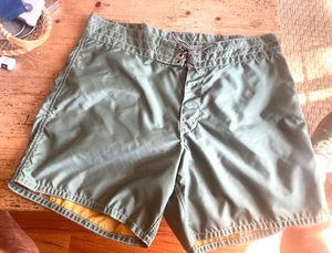 BIRDWELL BEACH BRITCHES SURF TRUNKS-NEVER WORN-SIZE 33-GREEN W/ MUSTARD LINING - Picture 1 of 5