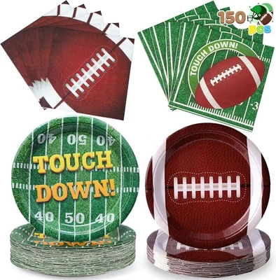 JOYIN 150 Pcs Football Party Tableware Set, Serves 50 People - Image 1 of 4