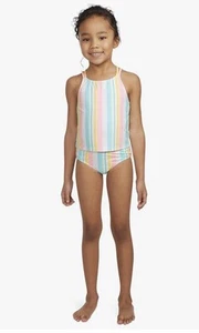 Hurley Girls Tankini Swimsuit 2-Piece Set Size 10 Multicolored Striped UPF 50+ - Picture 1 of 7