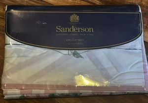 Vintage NOS Sanderson Martex Ville De Lyon One King Flat Sheet Floral 1991 - Picture 1 of 9